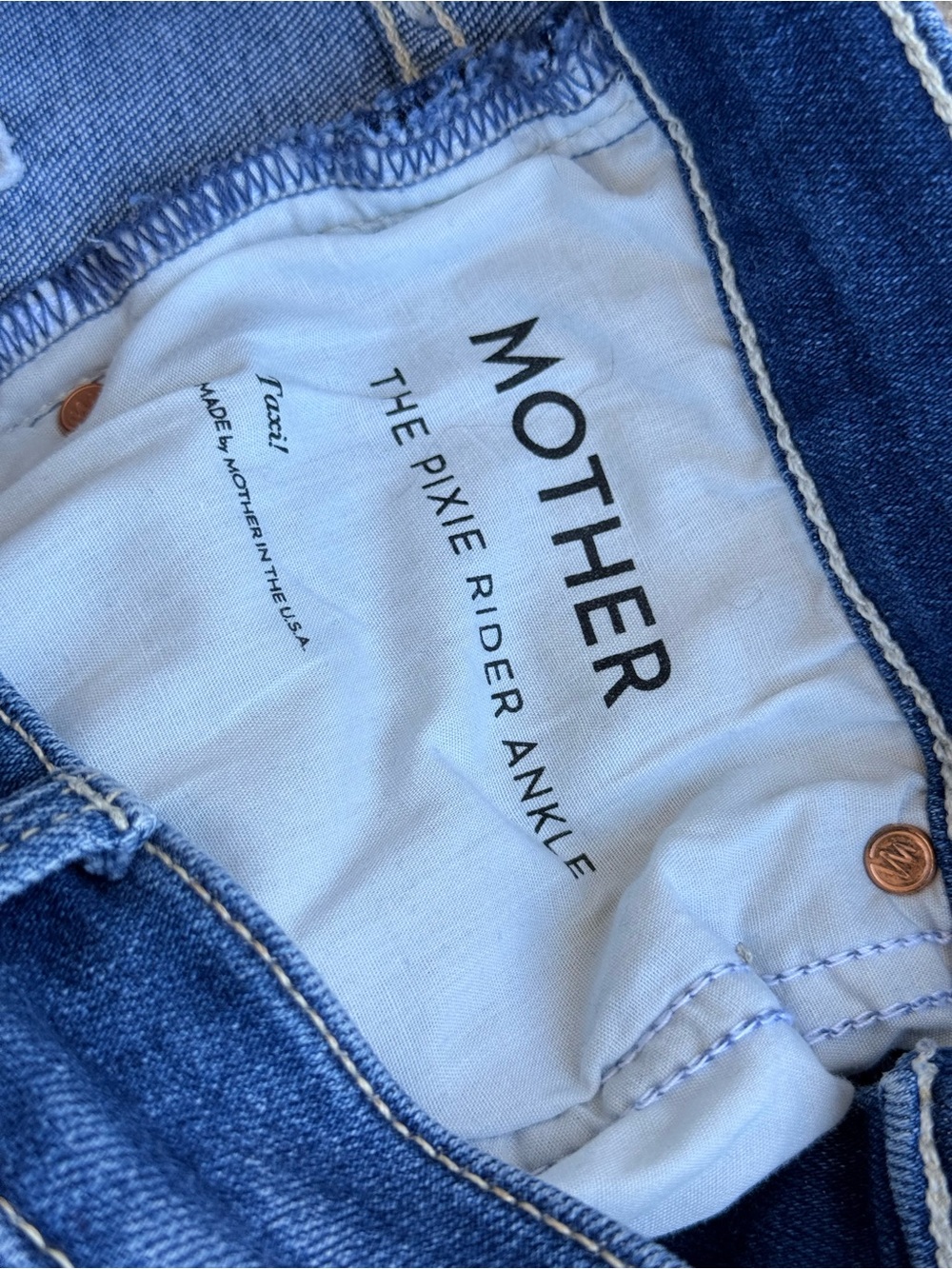 MOTHER Women's Pixie Rider Ankle Skinny Jeans in Medium Blue - Picture 6 of 7